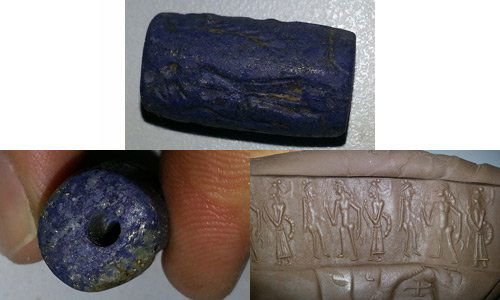 Undated black stone Intaglio Cylinder Bead: wonderful Black stone Undated Used Preowned Afghan Intaglio Cylinder Bead , This bead have a Stunning Carving Intaglio The size is 4 x 1.5 c m