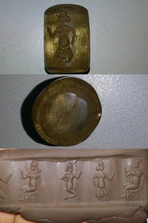 Crystal Intaglio Near Eastern Cylinder Seal Bead: Wonderful Crystal Stone Near Eastern Cylinder Stone Seal Bead , The Size is 3 x 1.5 c m .