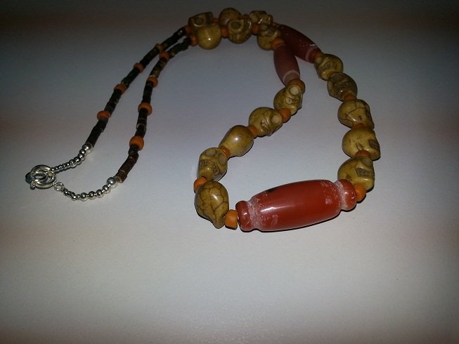 Afghan Jasper Skull Jasper & Carnelian Necklace @40: Unique Afghan Jasper Skull Jasper & Carnelian stone Beads Necklace Necklace , The Size length is 20 " inches