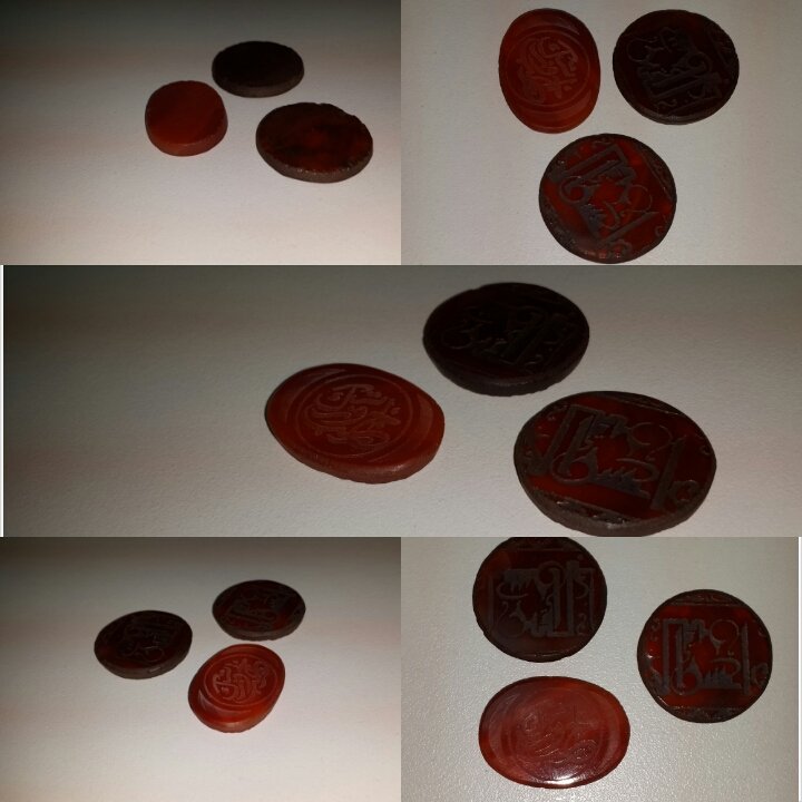 3 Islamic Agate Stone Near Eastern Intaglio Agates .: 3 Islamic Agate Stone Near Eastern Intaglio Agates . Size is 3 c m Material is Agate stones