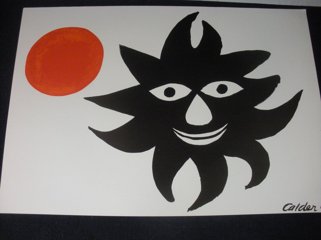 Black Sun - Alexander Calder: This piece is an off-set lithograph with a plate signature. It measures 24.25 x 34.5 inches.