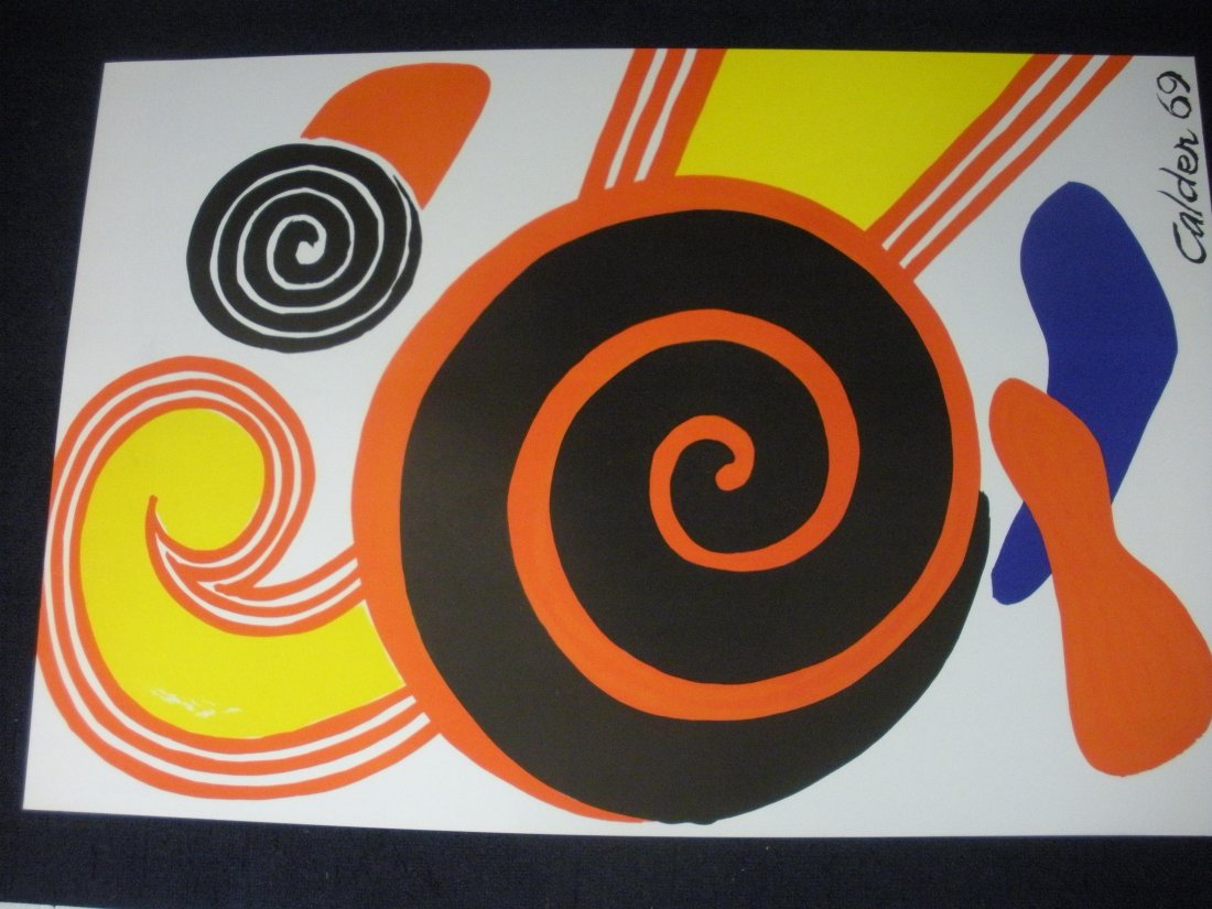 Spirals - Alexander Calder: This piece is an off-set lithograph with a plate signature, and measures 23.5 x 35 inches.