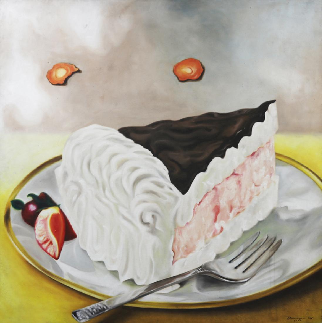 CLAIRELYNN UY (b. 1974): Tukneneng Strawberry Meringue signed and dated 2003 (lower right) Oil on canvas 2003 48 x 48” (122 x 122 cm)