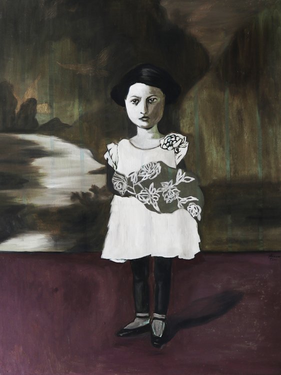 Marina Cruz (b.1982): PROPERTY FROM THE ST. LUKES MEDICAL FOUNDATION INC Underneath the Backgroundsigned and dated 2011 (lower right)oil on canvas48” x 36” (122 cm x 91 cm) *This lot is sold to be