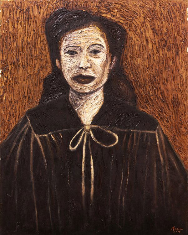 Marina Cruz (b.1982): Diploma Self Portrait II signed and dated 2008 (lower right)oil on canvas30 1/2” x 24” (77 cm x 61 cm) </