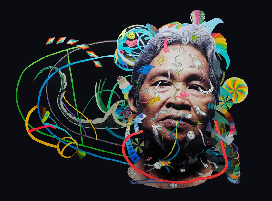 Dex Fernandez (b. 1984): Untitled unsigned Mixed media 39 1/2 x 50 1/2" (100 x 128 cm)