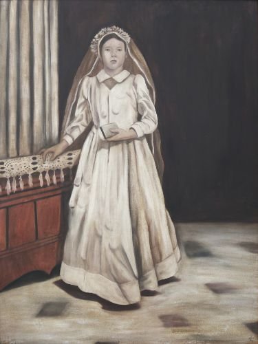 Marina Cruz (b.1982):  Marina Cruz (b.1982)Angelita’s First Communionsigned and dated 2011 (lower right)oil on canvas48” x 36” (122 cm x 91 cm) Provenance:Private Collection, Makati City