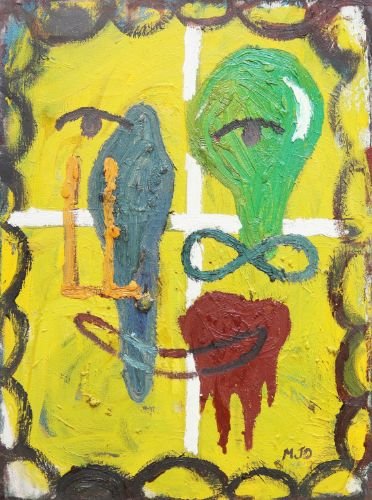 Manuel Ocampo (b.1965): Manuel Ocampo (b.1965)Untitled signed (lower right)oil on canvas21” x 16 1/2” (53 cm x 42 cm) This piece is accompanied by a certificate issued by Pundido Artspace confirming the authentic