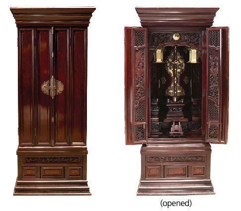 A Japanese Altar (Butsudan): Japanese wood 65” x 28 1/2” x 26” (165 cm x 72 cm x 66 cm)