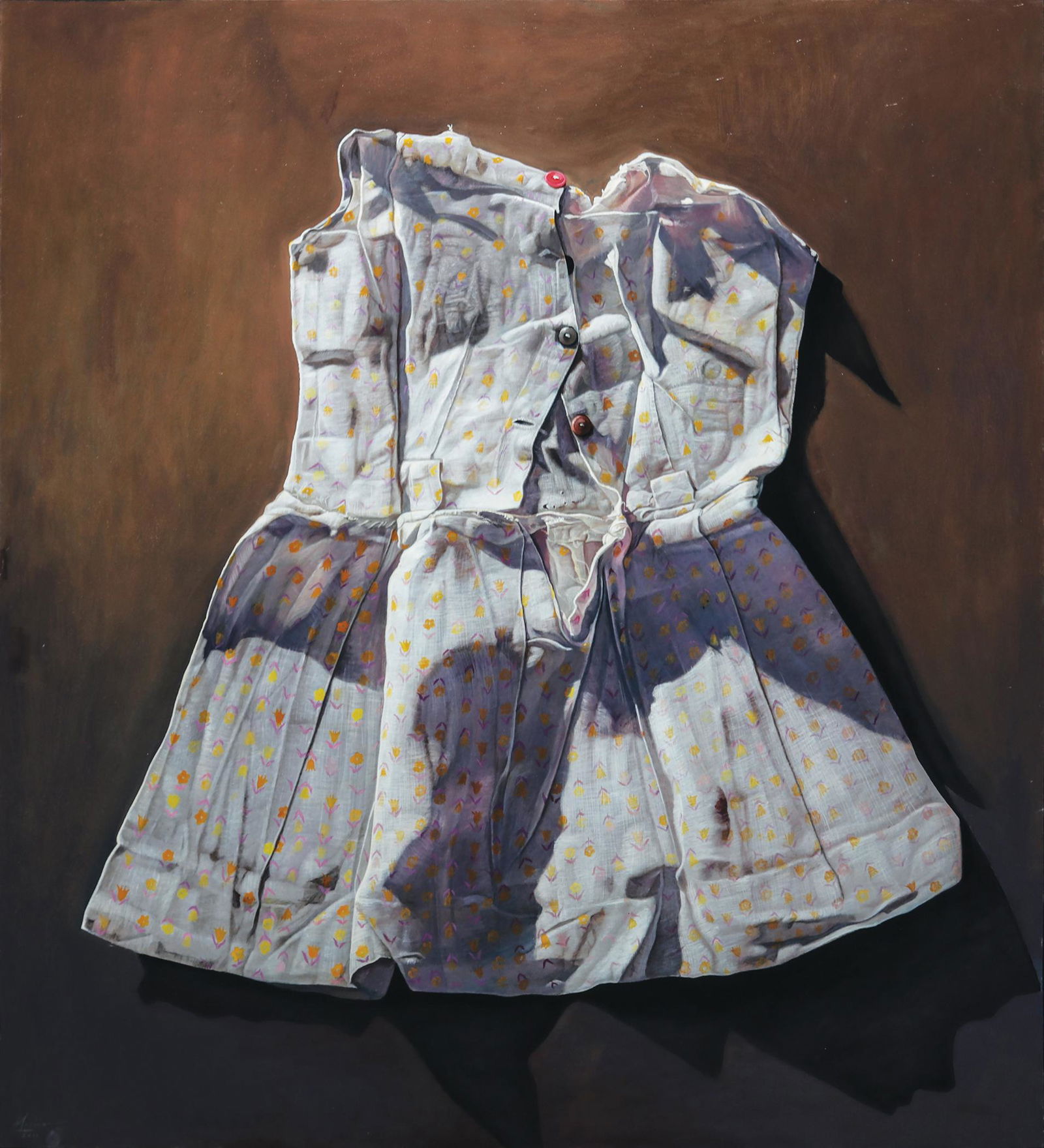 Marina Cruz (b. 1982) - Those Tiny Yellow Flowers: Artist: Marina Cruz (b. 1982) Title: Those Tiny Yellow Flowers Signed & Dated: signed and dated 2016 (lower left) Medium: oil on canvas Measurements: 44” x 40” (109 cm x 100 cm) Provenance: Pr