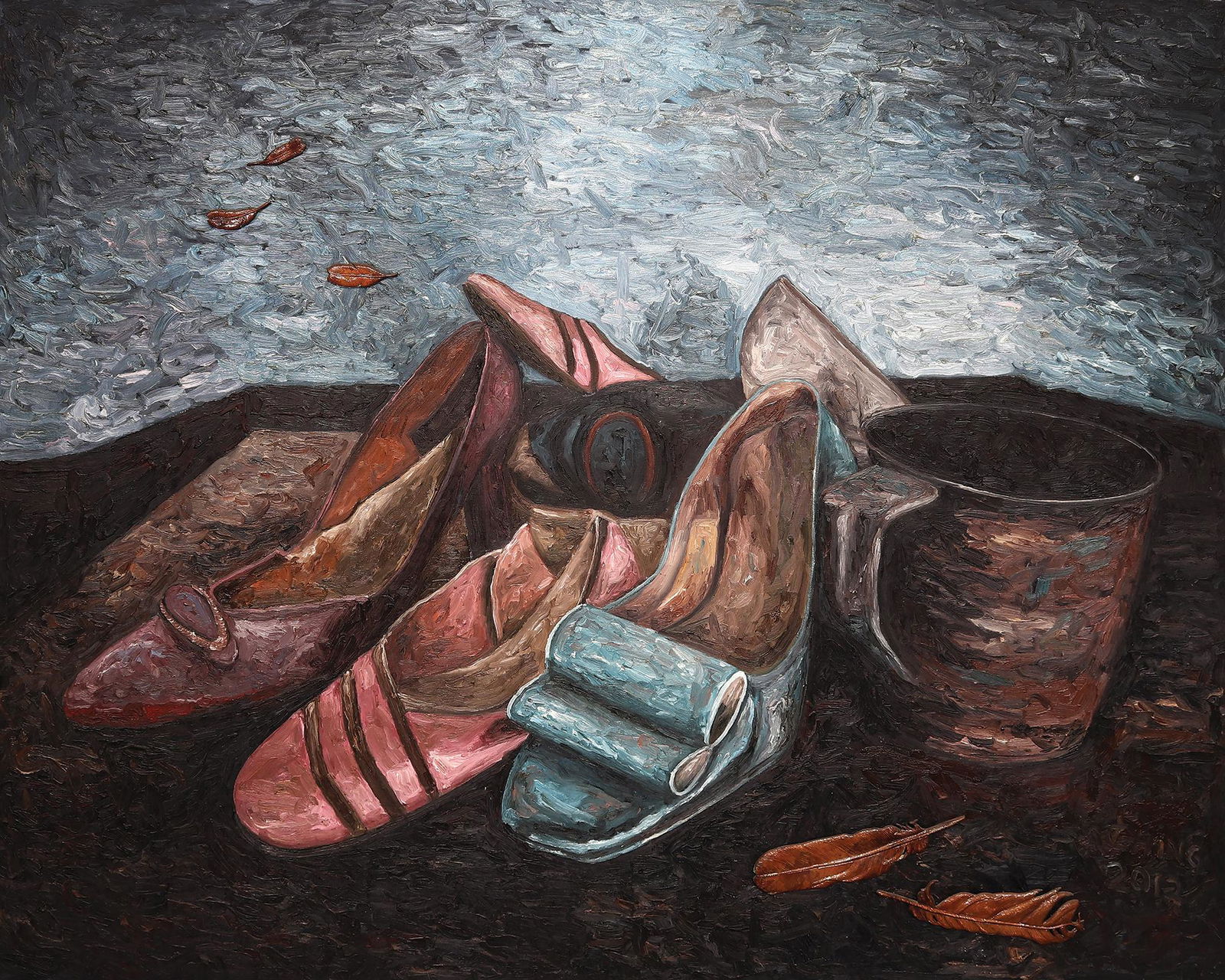 Jonathan Ching (b. 1969) - Scaling Olympus: Artist: Jonathan Ching (b. 1969) Title: Scaling Olympus Signed & Dated: signed and dated 2012 (lower right) Medium: mixed media Measurements: 48” x 60” (122 cm x 152 cm) Pro