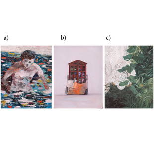 a) Mark Andy Garcia b) Yasmin Sison Ching c) Sarah: a) Mark Andy Garciab) Yasmin Sison Ching c) Sarah Geneblazoa) (b. 1984)b) (b. 1972) a) Running Water IIb) Untitled 2c) Untitled a) signed and dated 2016 (lower right) b) dated 2016c) dated 2015 a) oil