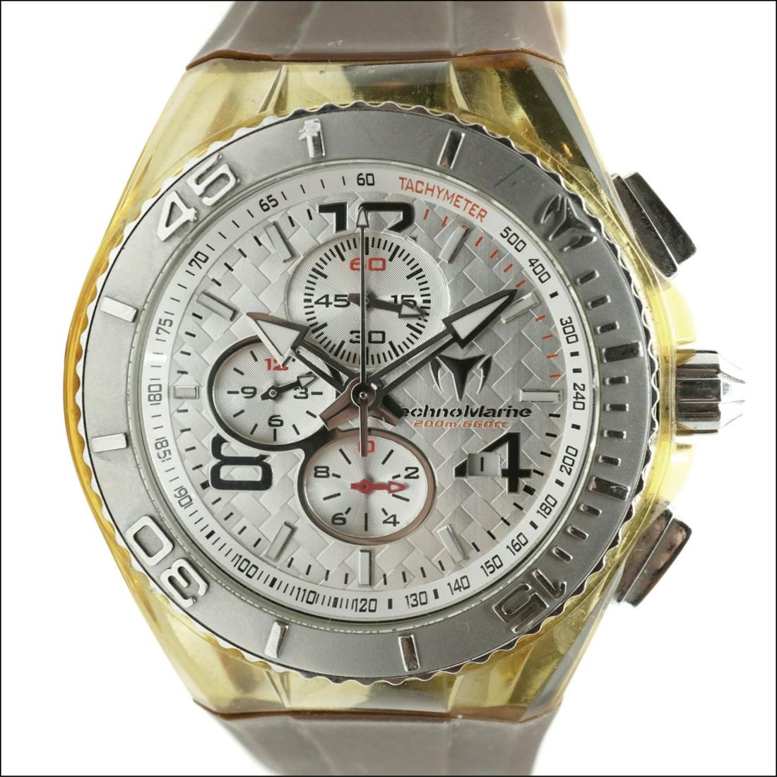 Technomarine Chronograph: Technomarine ChronographDial: SilverSize: 45mm diameterAccessories: box and extra strapCondition Report:Case: Case is in excellent condition with light signs of wearDial: Dial is in good condition wit