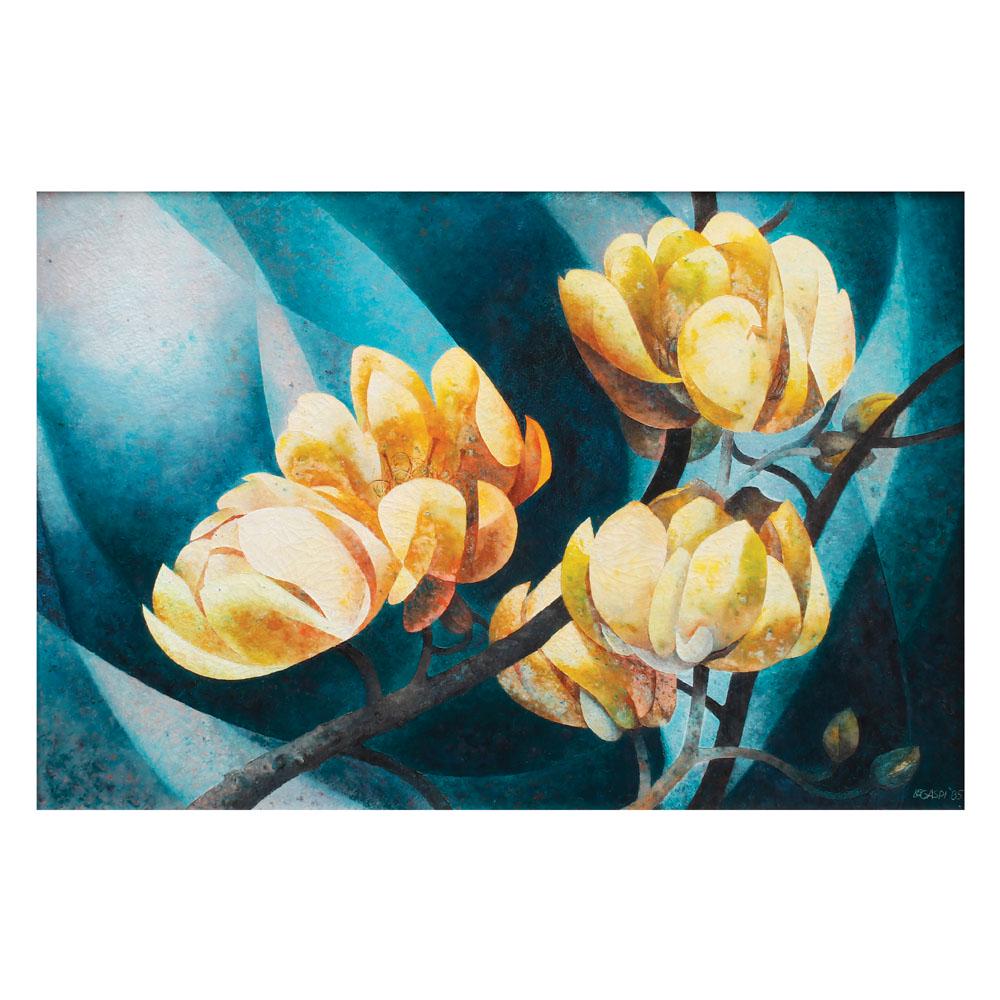 Cesar Legaspi (1917 - 1994) - Yellow Kapok: Yellow Kapok signed and dated 1985 (lower right) oil on canvas 24" x 35" (61 cm x 89 cm) The national artist, Cesar Legaspi has been described as a pioneer in the art field as he was later referred to