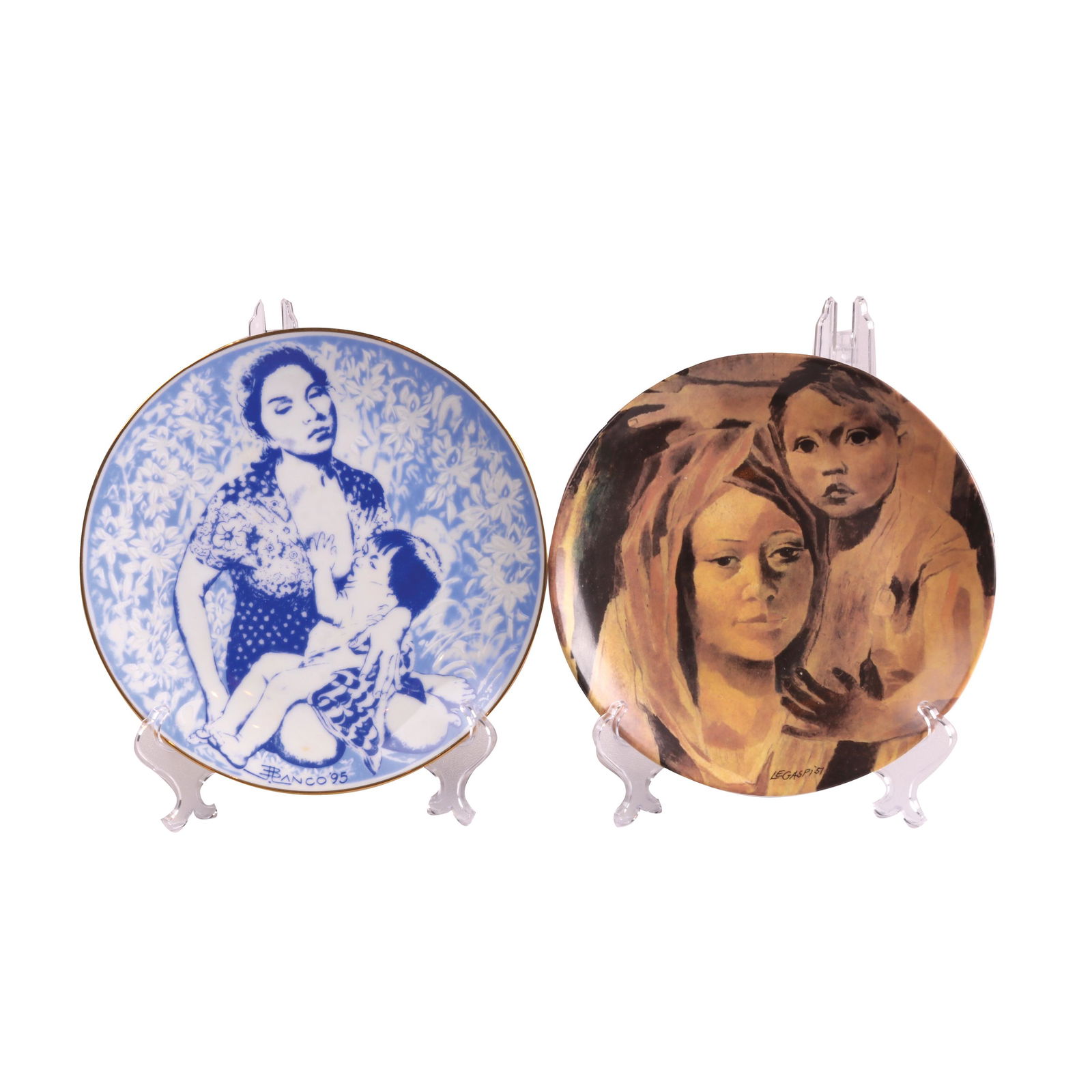 The Catholic Womenâ€™s Club Inc Limited Edition Noritake Plates: a) Jose V. Blanco “Madonna of the Lilies”, 1995issued 1995, edition 806 / 1500D: 8 1/2” (22 cm)b) Cesar Legaspi “Mother and Child”, 1951issued 2017, edition 520 / 1000D: