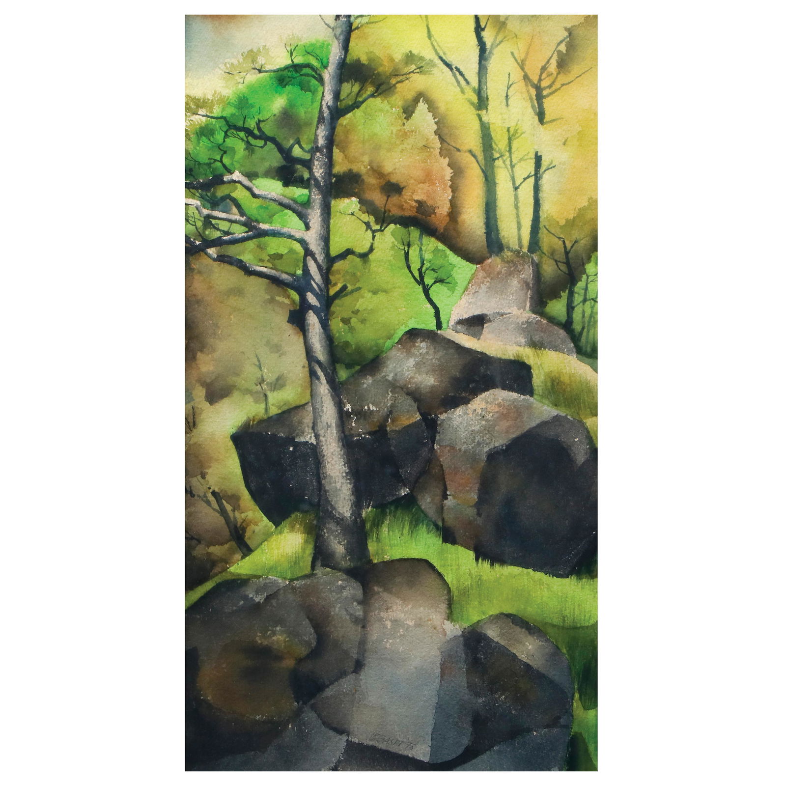 Cesar Legaspi (1917 - 1994) Trees: PROPERTY FROM THE ANTONIO GATMAITAN COLLECTION Trees signed and dated 1978 (lower center) watercolor on paper 22" x 12" (56 cm x 30 cm) PROVENANCE:Acquired directly from the artist by the present owne