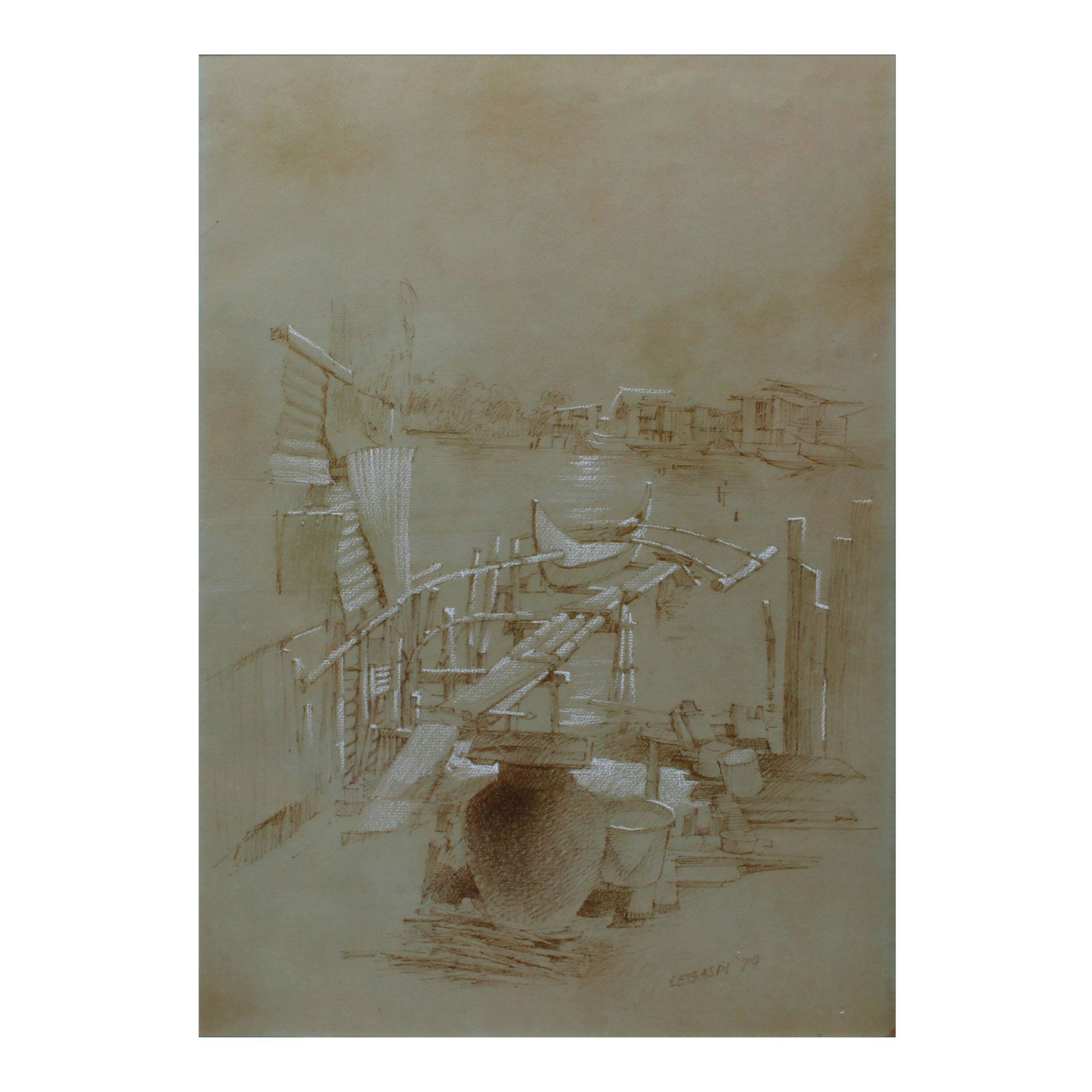 Cesar Legaspi (1917 - 1994): Cesar Legaspi (1917 - 1994)Untitledsigned and dated 1974 (lower right)conte crayon18” x 12” (46 cm x 30 cm)