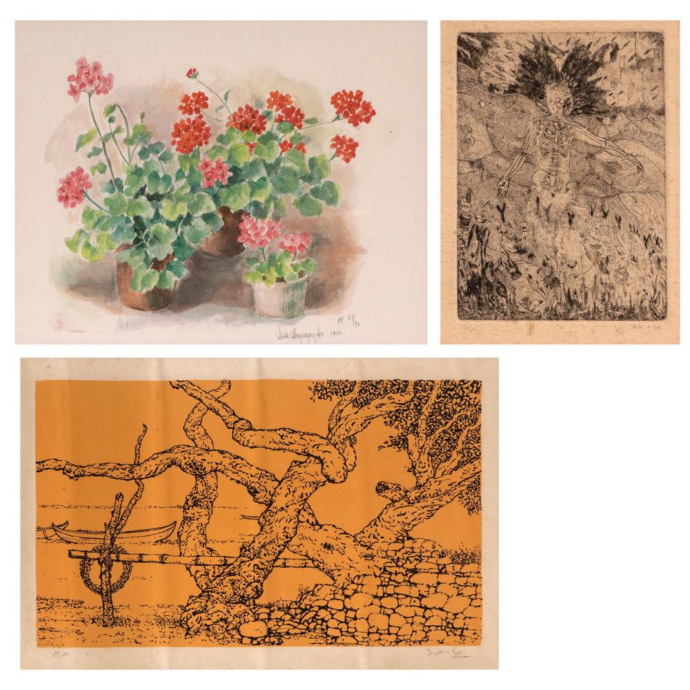 A Lot of Three Prints: PROPERTY FROM THE LLITA TORRALBA LOGARTA COLLECTIONi. Anita Magsaysay-Ho (1914 - 2012)Still Lifehand signed lower right 1990AP, 27/3013” x 16 1/2” (33 cm x 42 cm)ii. Virgilio Aviado (b. 19