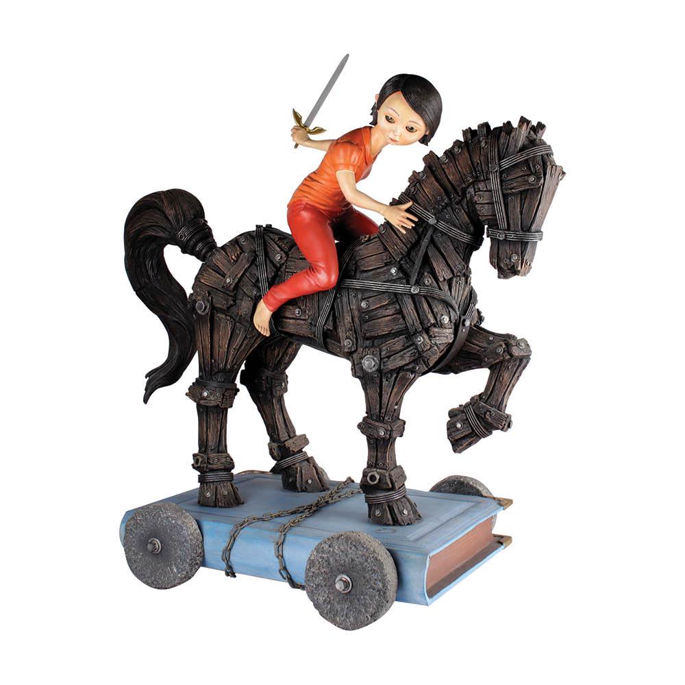 Joy Mallari (b. 1966): Scribesigned and dated 2013cast resin, black iron, acrylic paint35” x 33 1/2” x 20”(89 cm x 85 cm x 51 cm)