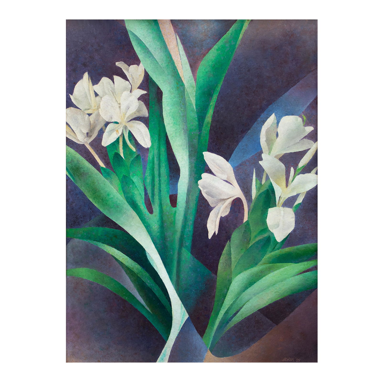 Cesar Legaspi (1917 - 1994): PROPERTY FROM THE COLLECTION OF A DISTINGUISHED FAMILY Orchids signed and dated 1985 (lower right) oil on canvas 30" x 22" (76 cm x 56 cm) PROVENANCE: Acquired directly from the artist Apart from elus