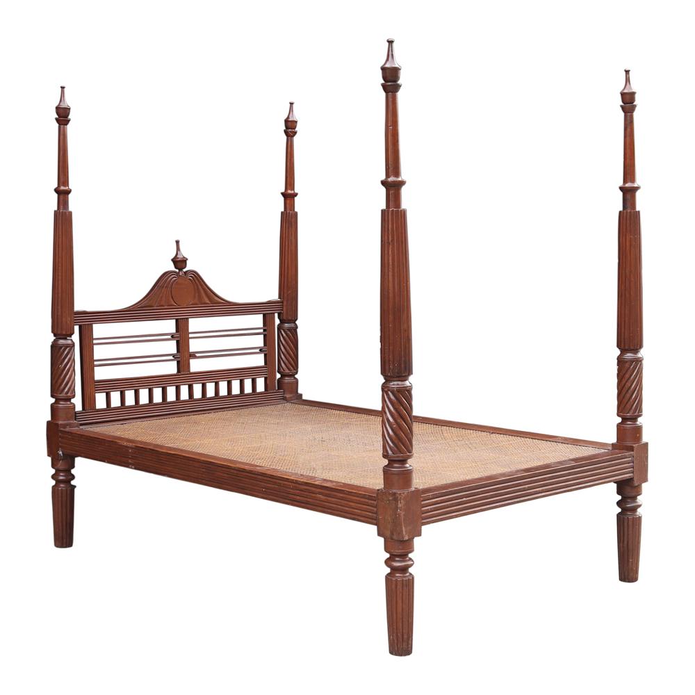 An Early 1900â€™s Four-Poster Bed: narra80” x 57” x 84 3/4”(203 cm x 145 cm x 215 cm)