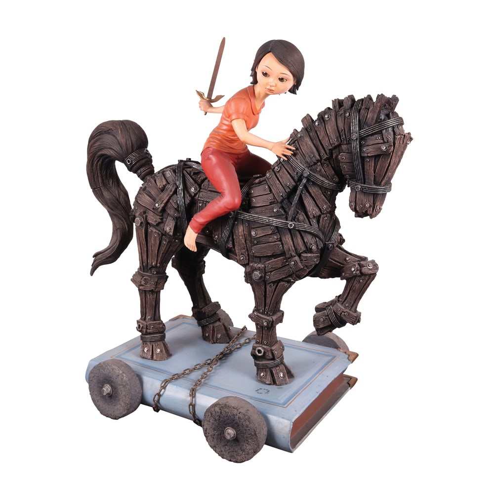 Joy Mallari (b. 1966): Scribedated 2013fiberglass resin, iron,oil and acrylic paint35” x 34” x 18 3/4”(89 cm x 86 cm x 48 cm)