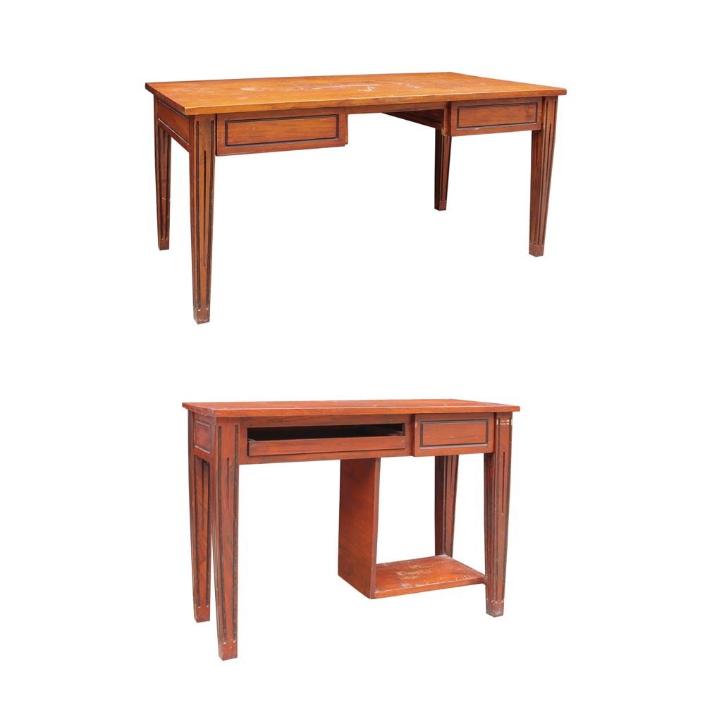 Two Writing Desks: Two Writing Desksnarrai. 30” x 67” x 34” (76 cm x 170 cm x 86 cm)ii. 30” x 45” x 18” (76 cm x 114 cm x 46 cm)