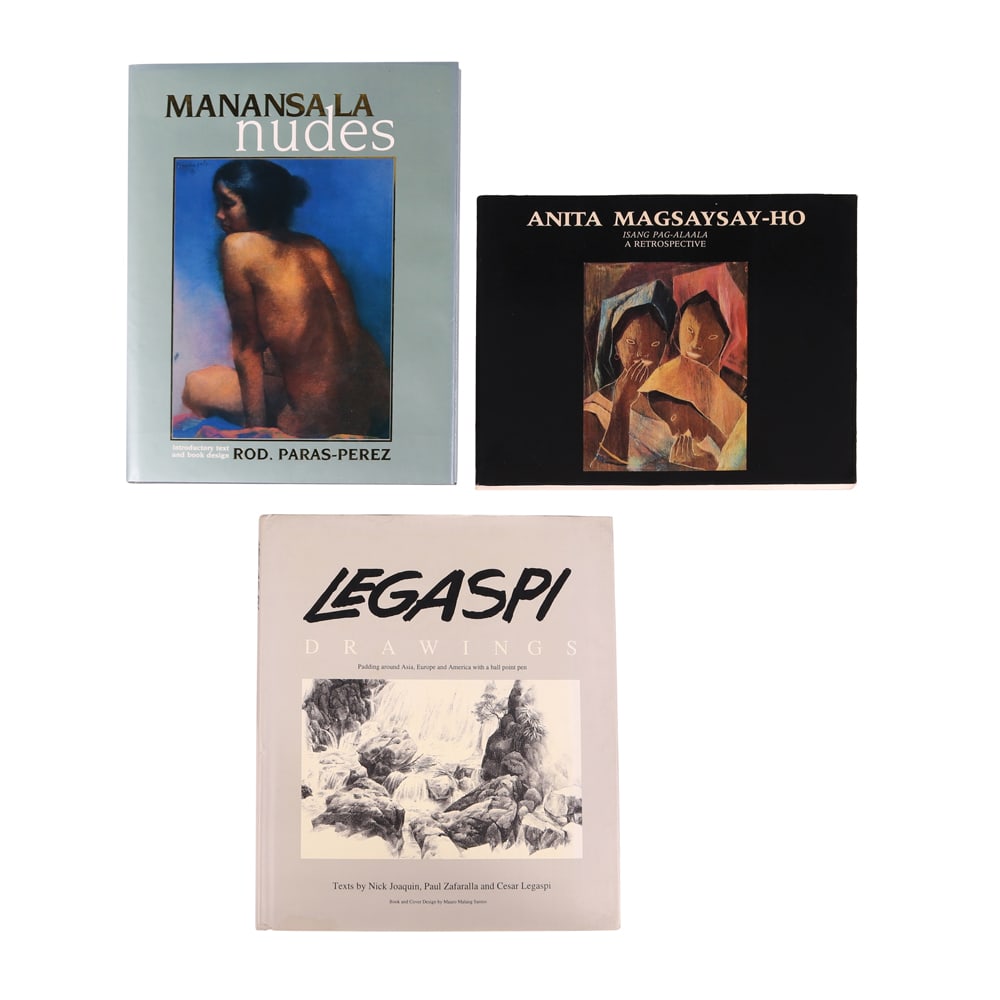 Three Books: i. Rod. Paras-PerezManansala Nudesii. Alice Guerrero GuillermoAnita Magsaysay-Ho: Isang Pag-Alaala ARetrospectiveiii. Nick Joaquin (1917 - 2004), PaulZafaralla (b. 1983) and Cesar Legaspi(1917 - 1994)