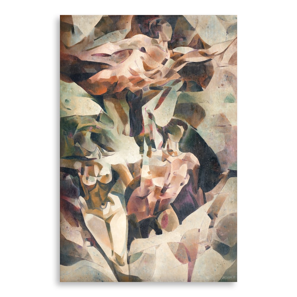 Cesar Legaspi (1917 - 1994) - Dancing Nudes: Dancing Nudes signed and dated 1976 (lower right) oil on wood panel 41” x 27” (104 cm x 69 cm) PROVENANCEPrivate collection Manila WRITE UPBy 1968, Legaspi had resigned from his responsibi