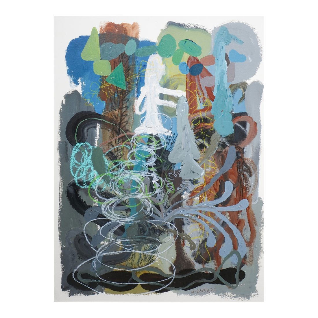 Jigger Cruz (b. 1984): Untitledsigned and dated 2022 (lower right)oil on paper41.14" x 33.27" (104.5 cm x 84.5 cm) (frame included)Accompanied by a certificate issued by The Drawing Room and signed by the artist confirming