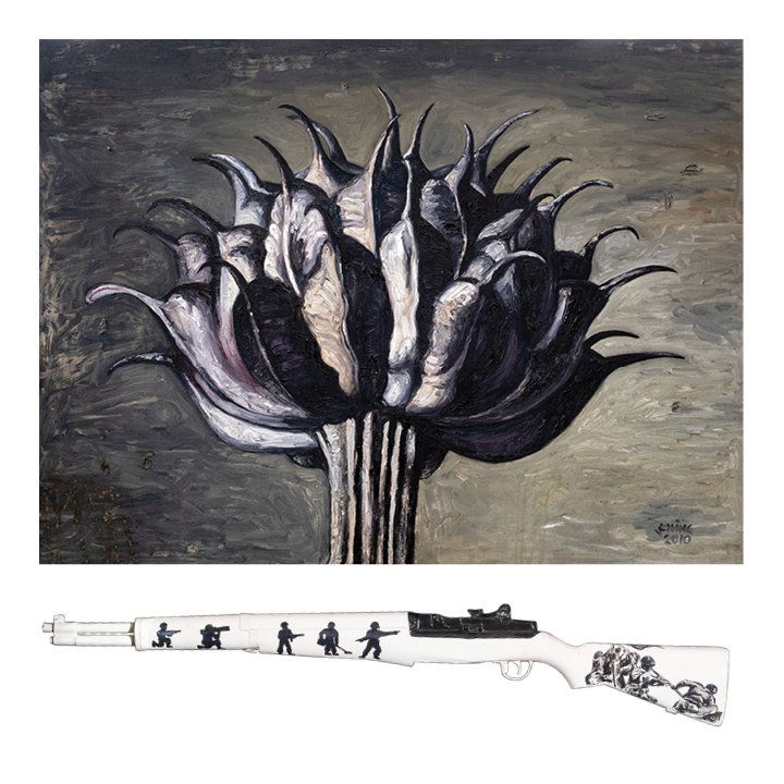 Jonathan Ching (b. 1971): a. Untitledsigned and dated 2010 (lower right)oil on canvas36" x 48" (91 cm x 309 cm)EXHIBITED: Blanc Gallery, When the Saints Go Marching In, Mandaluyong City, March 13 - April 3, 2010b.Untitledmixe