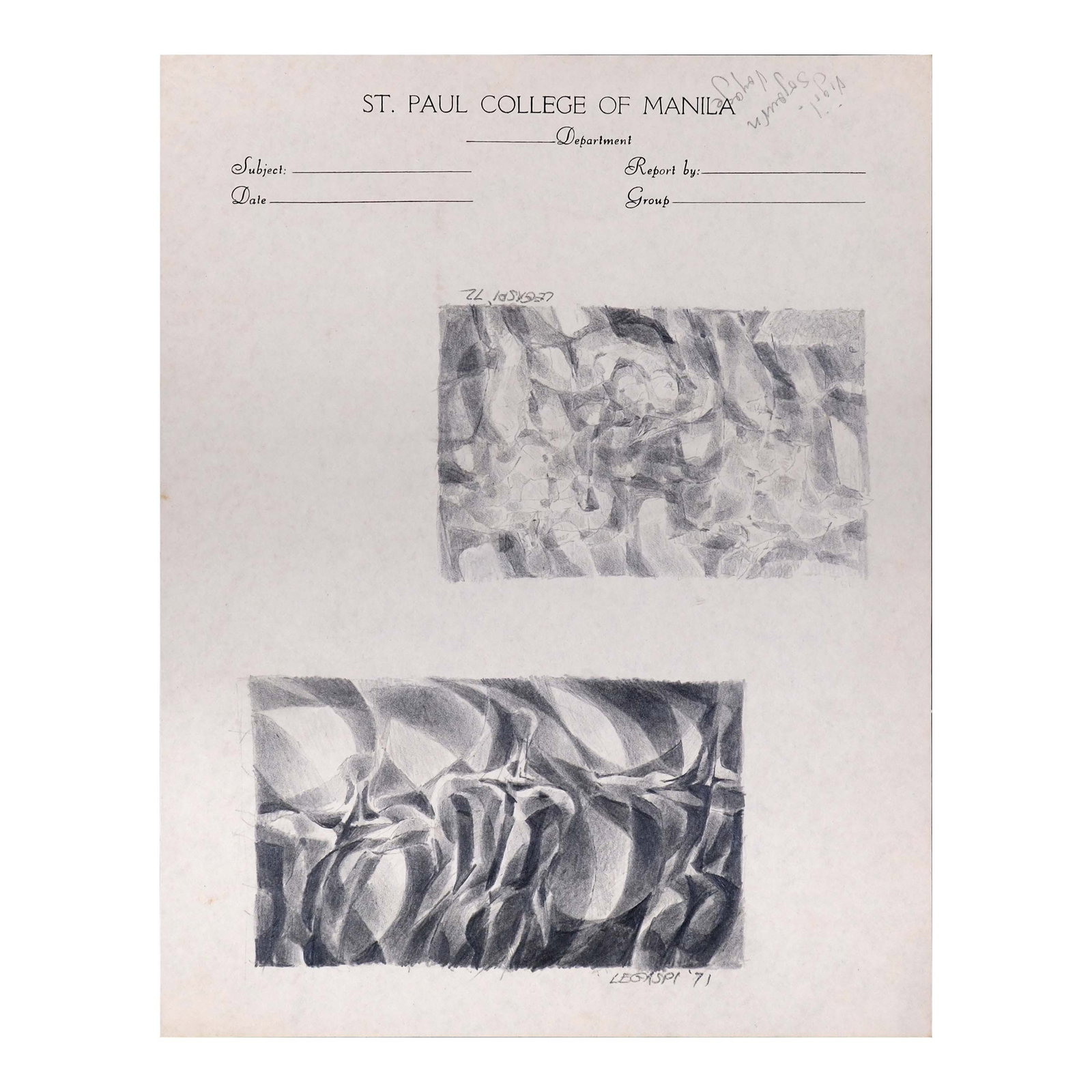 Cesar Legaspi (1917 - 1994): a.) Abstractsigned and dated 1972 (lower right)graphite on paper3" x 4 3/4" (8 cm x 12 cm) b.) Abstractsigned and dated 1971 (lower right)graphite on paper3 1/2" x 5 1/2" (9 cm x 14 cm)paper size: 1
