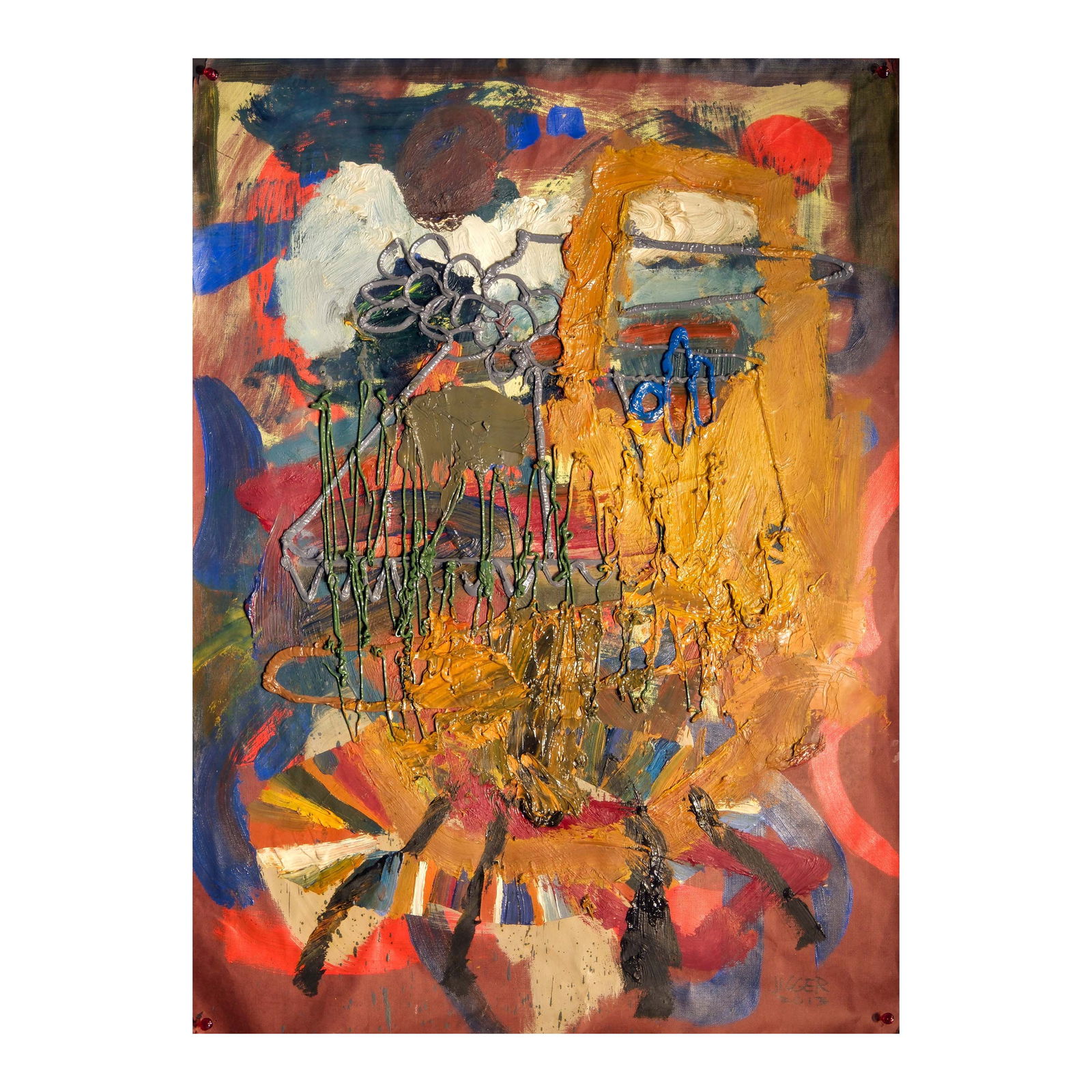 Jigger Cruz (b. 1984): Untitledsigned and dated 2013 (lower right)oil on paper27" x 19 1/2" (69 cm x 50 cm)Leon Gallery wishes to thank the artist for confirming the authenticity of this lotPROVENANCEFinale Art File