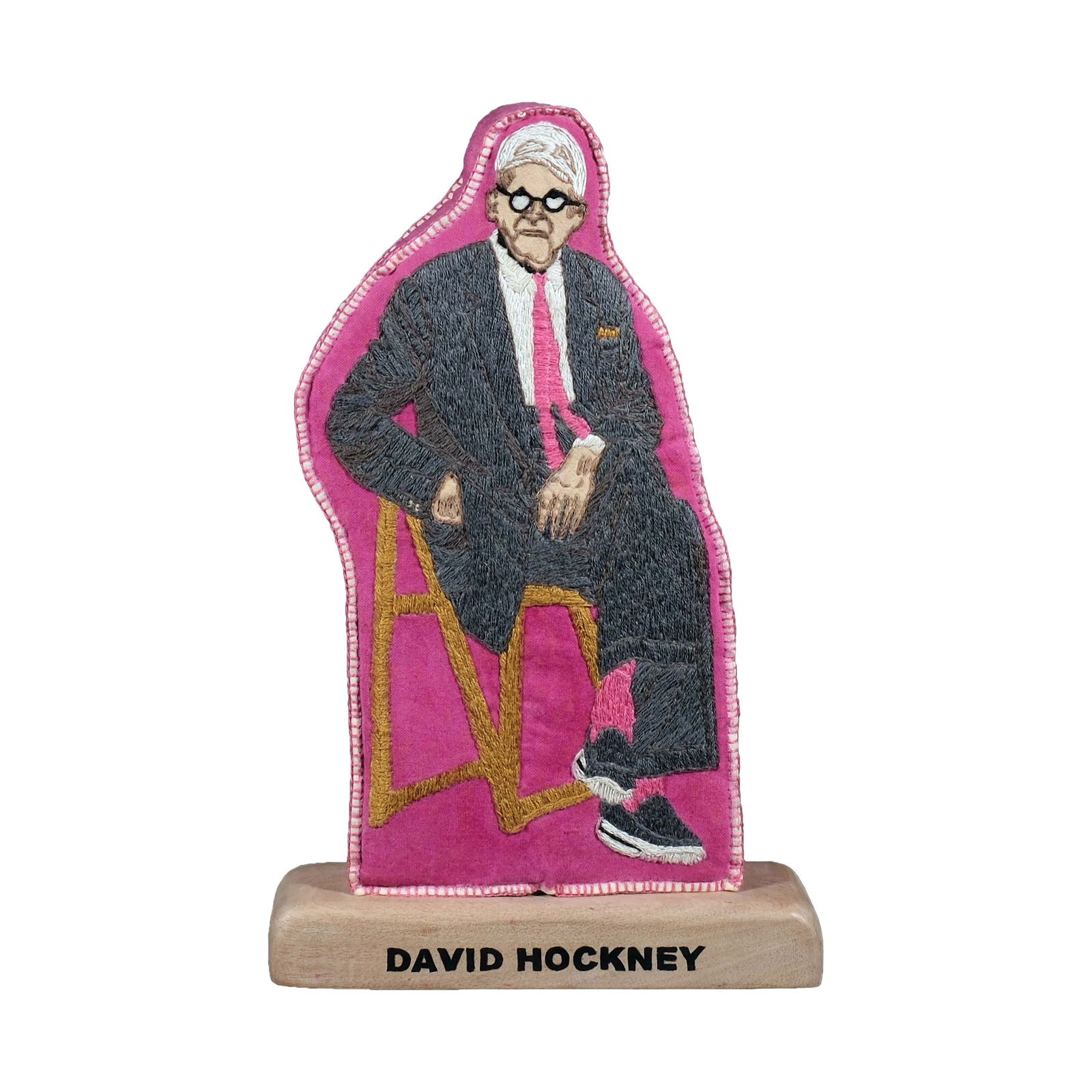 David Hockney Doll by Geraldine Javier Studio: textile10" x 6 1/2" x 1 3/4" (25 cm x 15 cm x 4 cm)