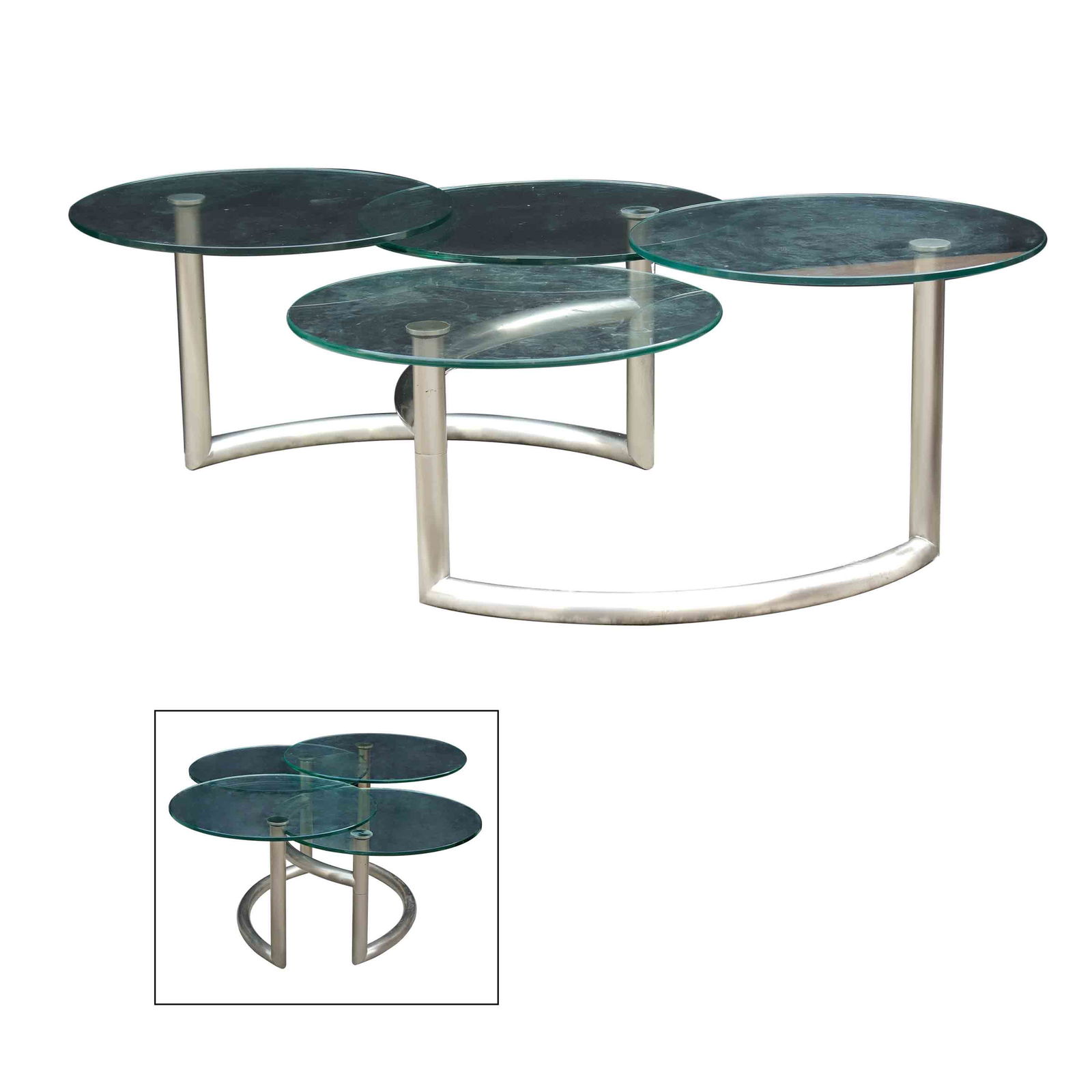 A Ronald Schmitt Friedrich-Wilhelm Moeller designed: glass and steel19” x 51” x 30”(48 cm x 130 cm x 76 cm)