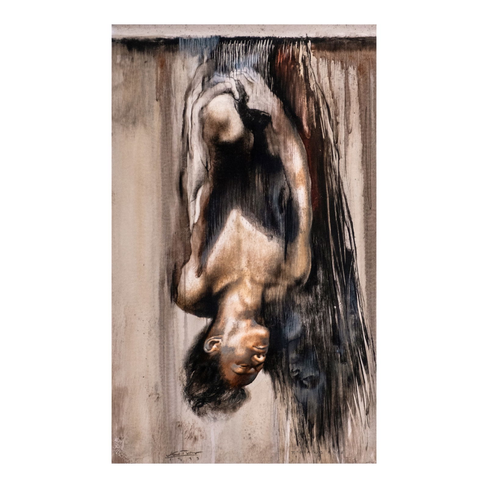 Ronald Ventura (b. 1973) - Transpose: Transposesigned and dated 1999 (lower left)oil on paper25 1/2” x 15 3/4” (63 cm x 38 cm)Accompanied by a certificate signed by the artist confirming the authenticity of this lotWRITE UP“