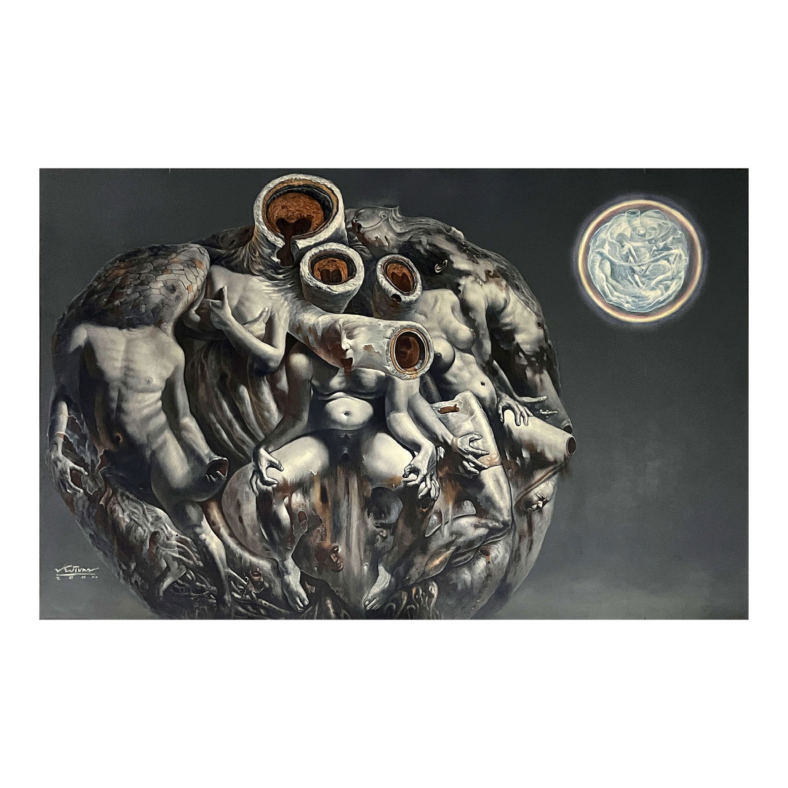 Ronald Ventura (b. 1973) - The Heart: The Heart signed and dated 2000 (lower left) oil on canvas 93” x 142” (236 cm x 361 cm EXHIBITED: West Gallery, Innerscapes, Megamall, MandaluyongCity, September - October 2000. LITERATURE