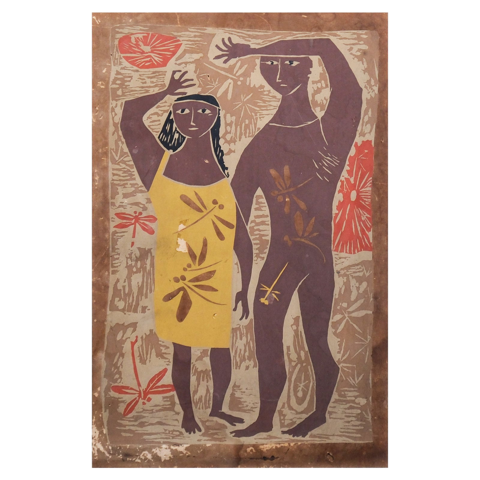 José Joya (1931 - 1995): Lovers hand-signed and dated 1967 (lower right) serigraph 46/210 15 3/4" x 10 1/4" (40 cm x 26 cm)