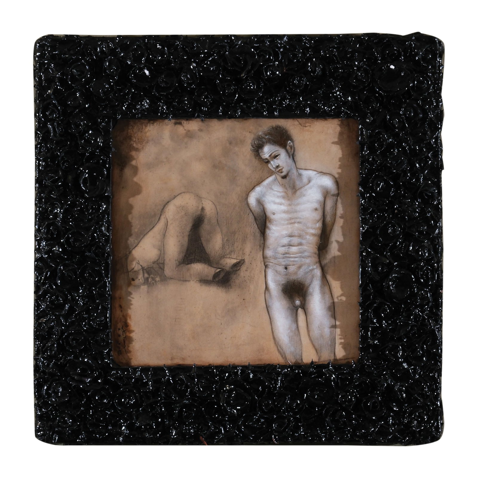 Ronald Ventura (b. 1973): Ups and Down signed dated 2002 (lower left)oil on wood12” x 12” (30 cm x 30 cm) Accompanied by a certificate issued by Mendez Big & Small Art Gallery confirming the authenticity of thi