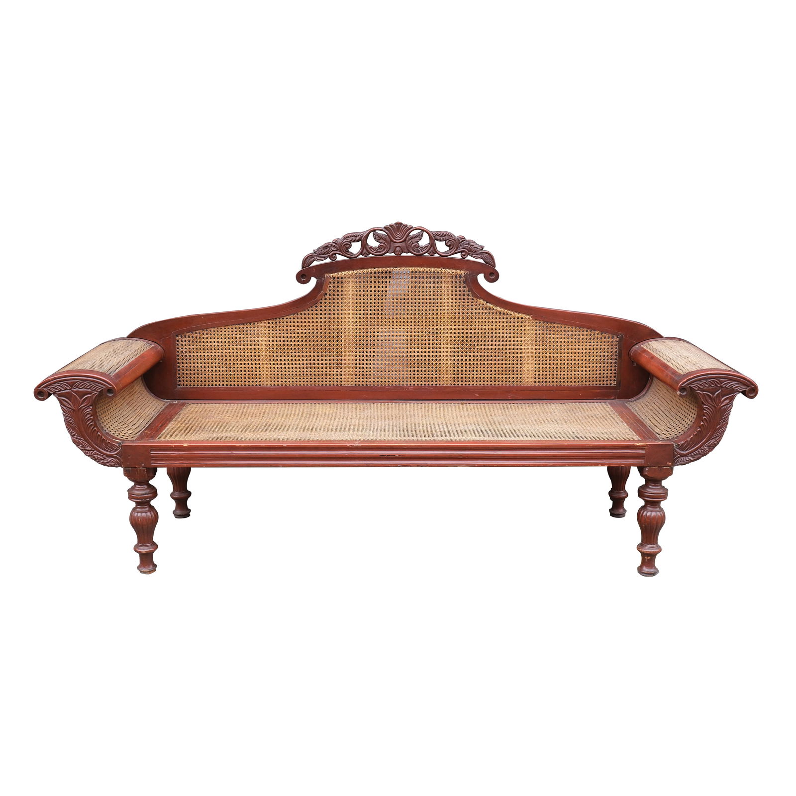 A 19th Century Three-Seater Divan: PROPERTY FROM THE LEONOR DY-LIACCO COLLECTIONA 19th Century Three-Seater Divannarra,cane weaving or solohiya43 1/2” x 87” x 25 1/2” (110 cm x 221 cm x 65 cm)