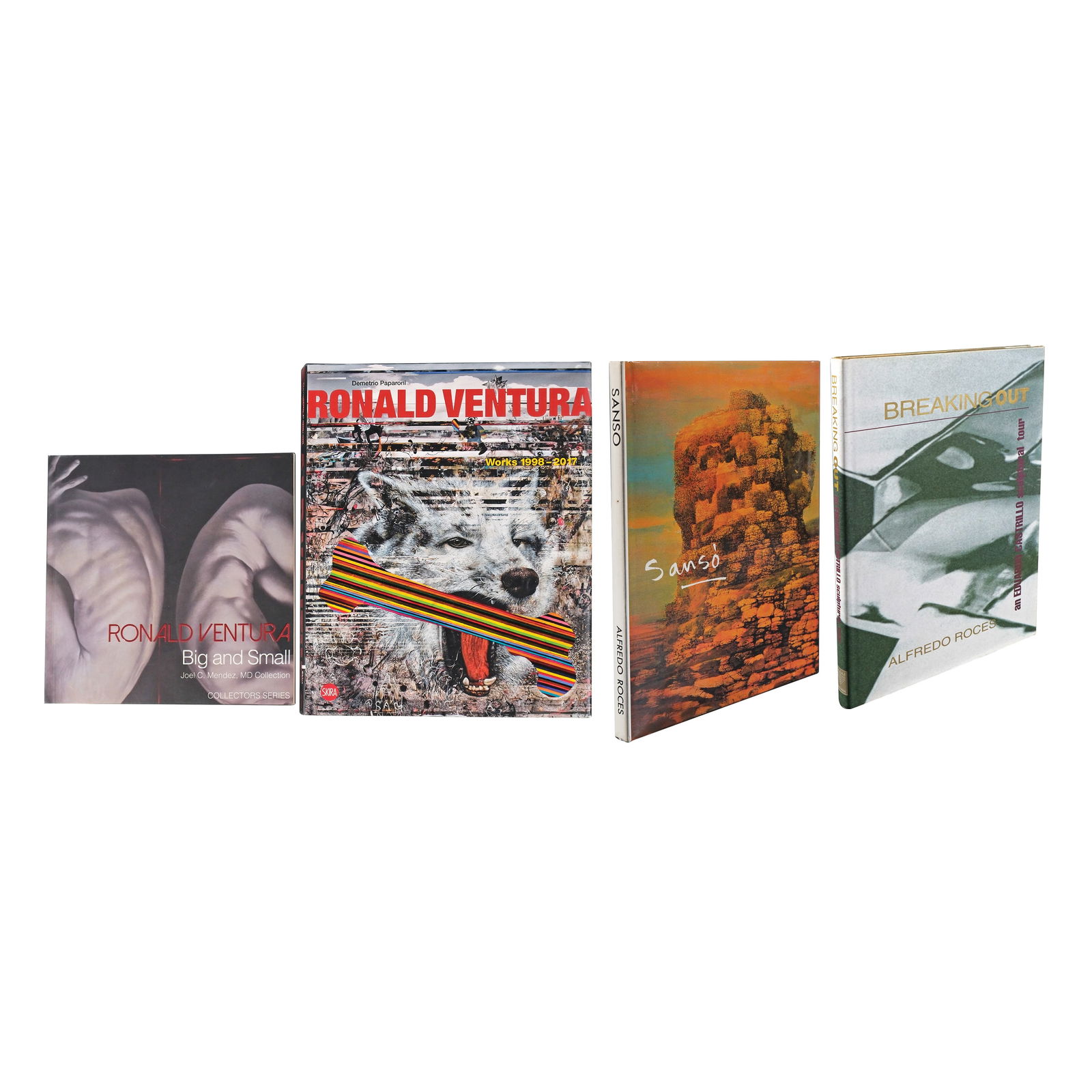 A Group of Four Art Books on Filipino Artists: a.) Ronald Ventura: Big and SmallJoel C. Mendez b.) Ronald Ventura: Works 1998 - 2017Demetrio Paparoni c.) SansoAlfredo RocesPublished by Luis Ma. Araneta d.) Breaking Out: An Eduardo Castrillo Sculpt