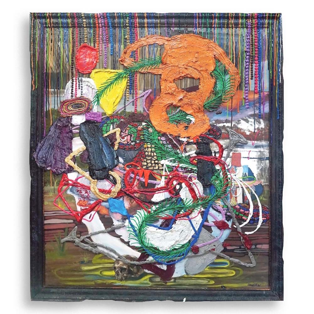 Jigger Cruz (b. 1984): The Stories of Summersigned and dated 2021 (lower right)oil on canvas mounted on woodboard78 1/2" x 67” (200 cm x 170 cm) PROVENANCETang Contemporary Art, Hong KongAcquired from the above by the