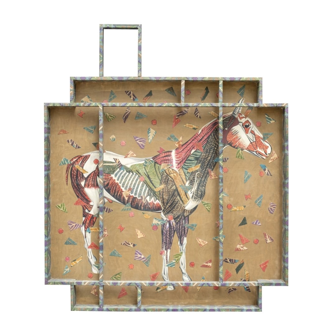 Geraldine Javier (b. 1970): Everything is Tickety-Boosigned and dated 2016 (lower right)leaf imprints, fluid acrylics, encaustic, fabric and wood55" x 47" (140 cm x 119 cm) Accompanied by a certificate issued by West Gallery and