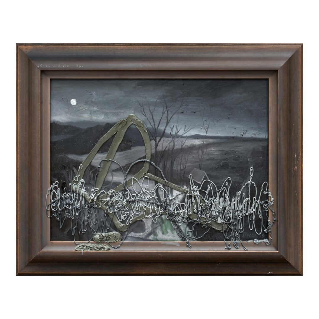 Jigger Cruz (b. 1984): The Green, The Yellow and The Bluessigned and dated 2013 (lower right)oil on canvas25” x 31” (64 cm x 79 cm) with frame PROVENANCELeón Gallery, The Glorious Easter Auction 2014, Makati Ci