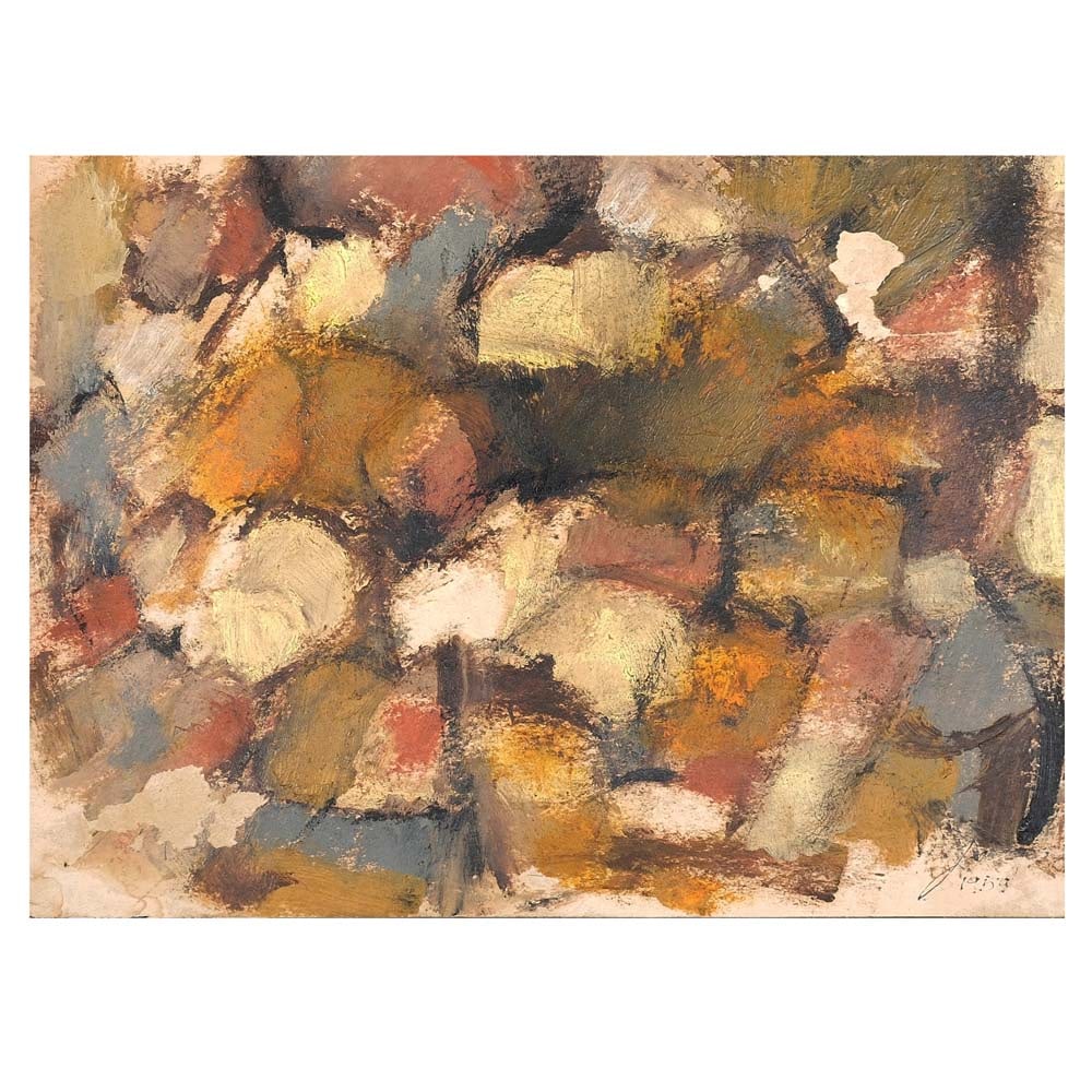 José Joya (1931 - 1995): José Joya (1931 - 1995)Untitledsigned and dated 1959 (lower right)oil on paper6 1/4” x 8 1/2” (16 cm x 22 cm)Accompanied by a certificate issued by Alexander Richard Joya Baldovinoconfirm