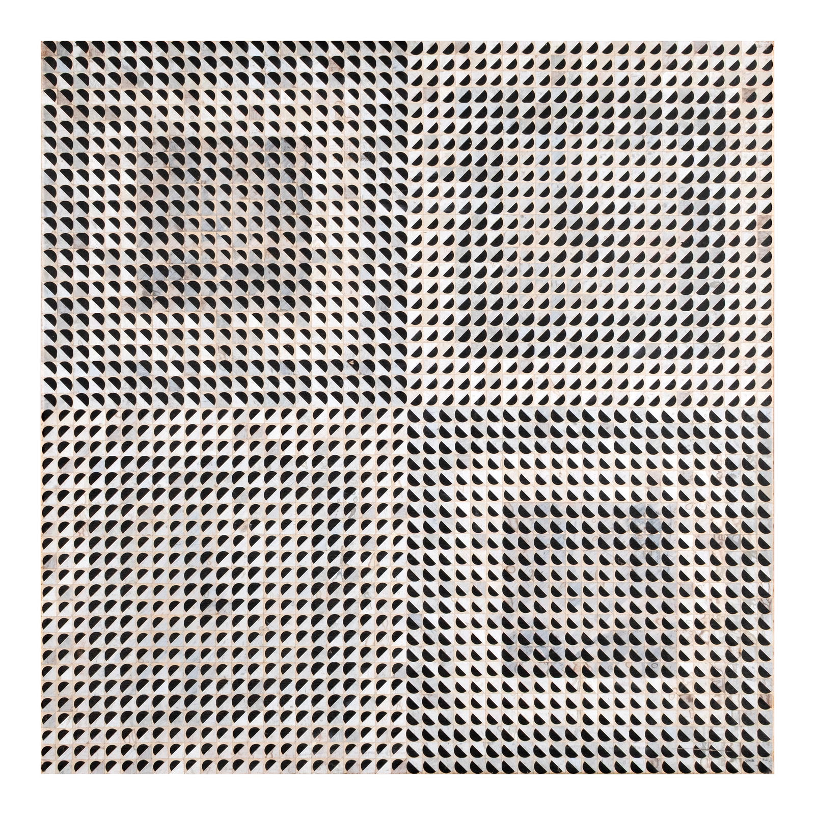 Alan Yongde: Black and White ZZ - 66signed and dated 1966 (lower right)collage on canvas46" x 46" (117 cm x 117 cm) PROVENANCEThe Luz Gallery Very little information has been written about Chineseartist