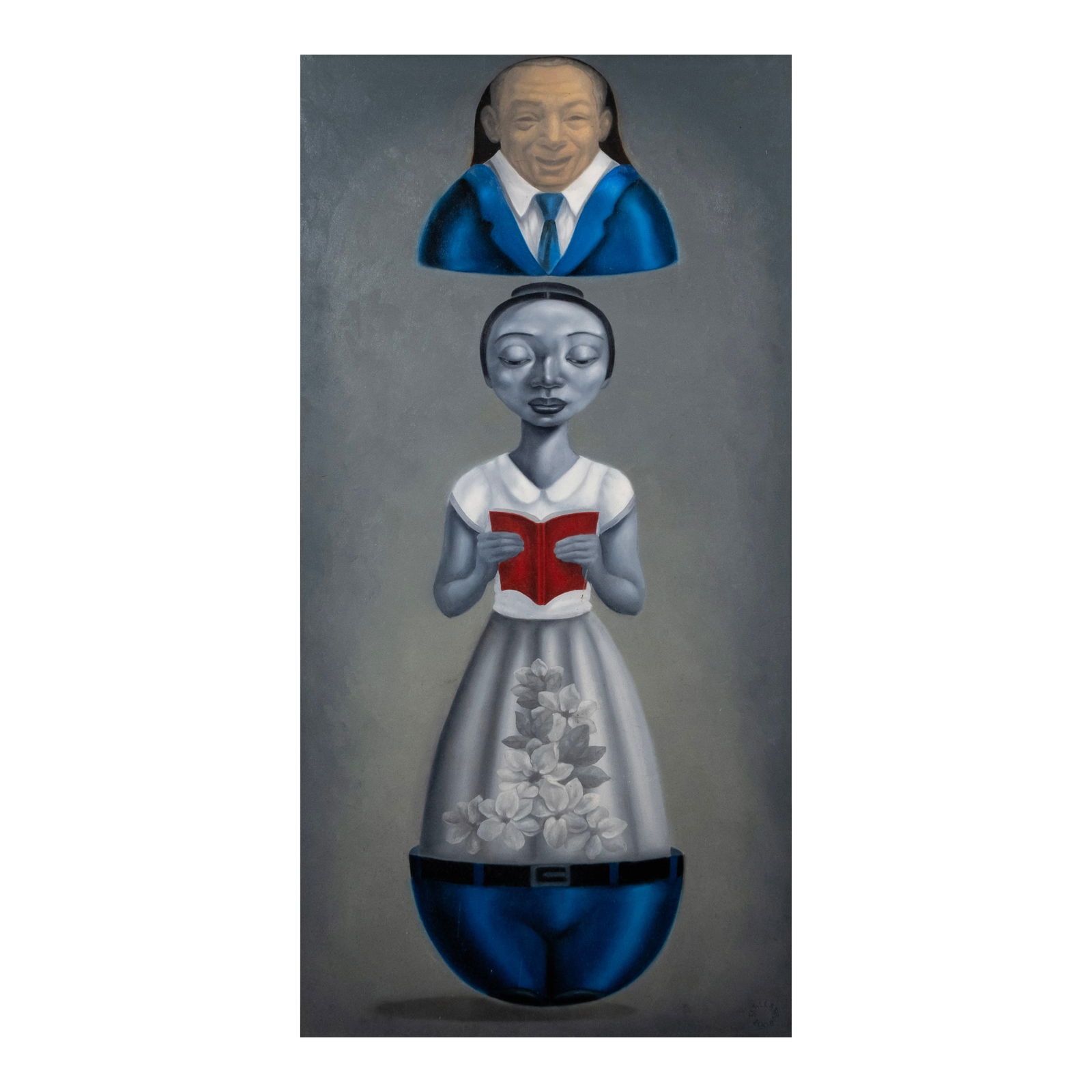 Joy Mallari (b. 1966): Mag-aaralsigned and dated 2008 (lower right)oil on canvas60" x 30" (152 cm x 76 cm)PROVENANCEFinale Art File Deeply symbolic and psychologically charged, JoyMallari's paintings continue her ong