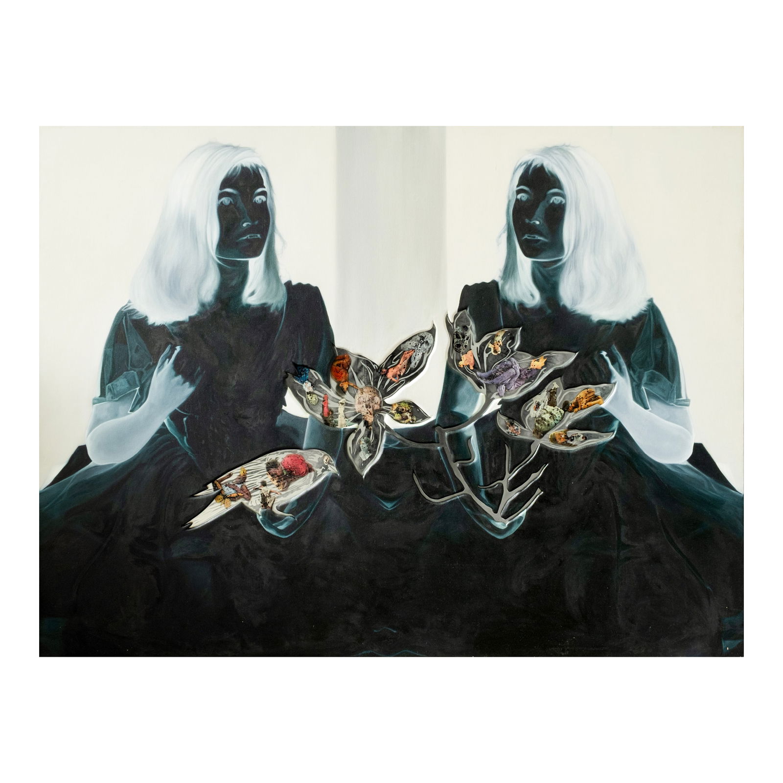 Arturo Sanchez (b. 1980): Contemplationdated 2011oil on canvas, collage on sand blasted mirror54 1/4" x 72" (138 cm x 183 cm)PROVENANCEChristie's, Asian Contemporary Art (Day Sale), Hong Kong,27 November 2011, Lot 1485 <