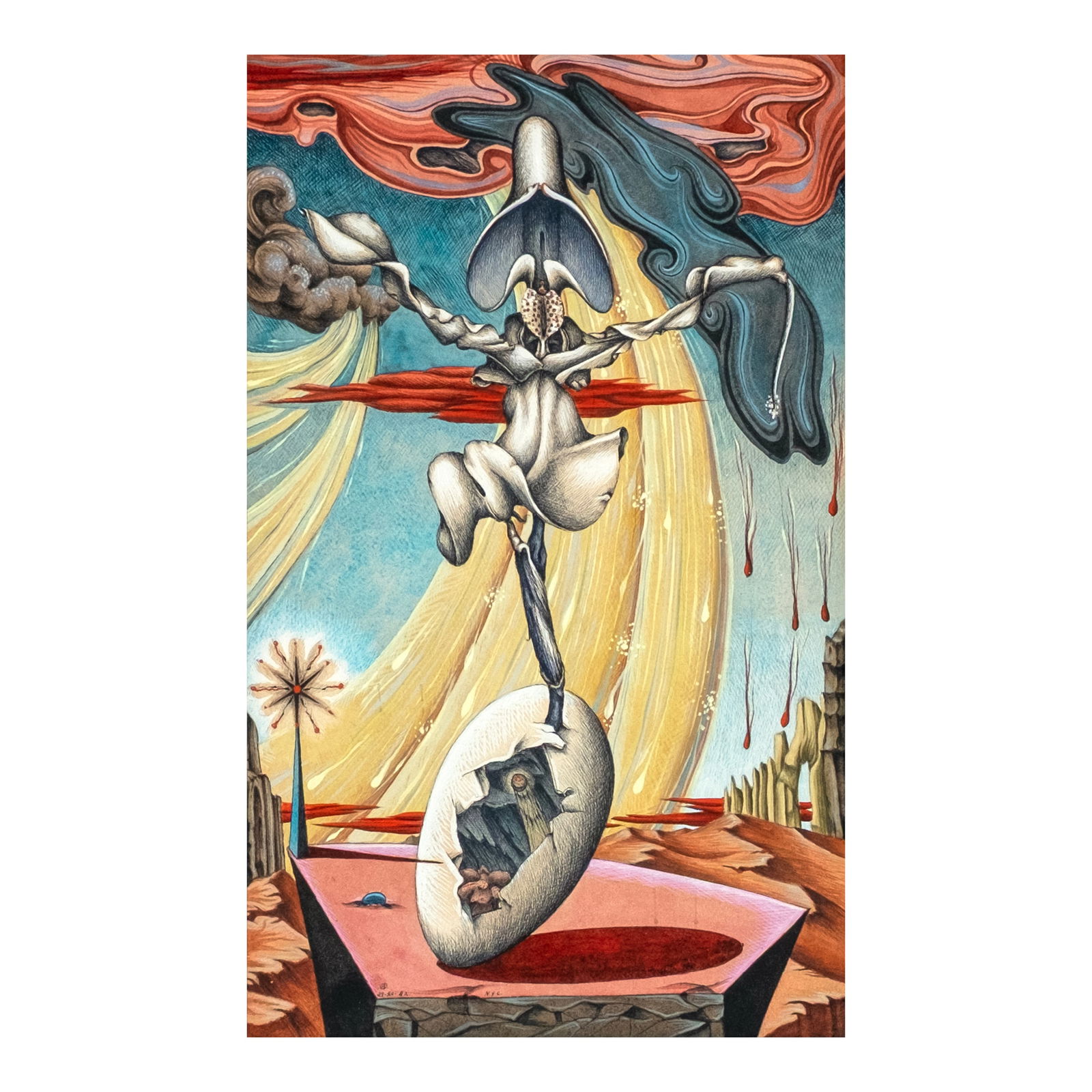 Alfonso Ossorio (1916 - 1990): Orchid and Eggsigned, dated 1942, and inscribed"29 - XII - 42 / NYC" (lower left)watercolor on paper18 1/4" x 11" (46 cm x 28 cm)EXHIBITEDWakefield Gallery, Paintings and Drawings by Alfonso Ossorio (