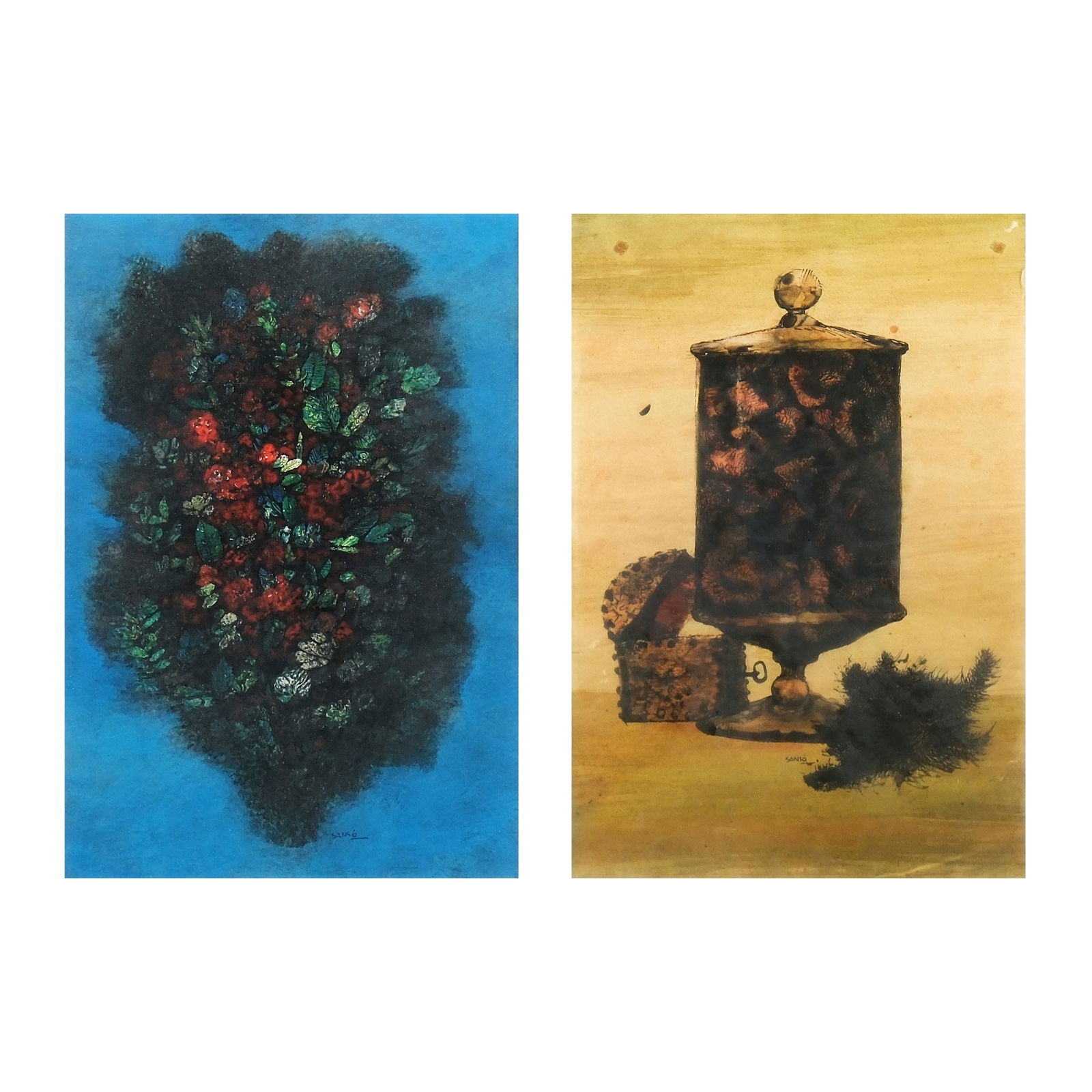 Juvenal Sansó (1929 - 2025): a.) Untitled hand-signed (lower right) print, 21/50 16” x 11” (41 cm x 28 cm)b.) Untitled hand-signed (lower right) print, 21/50 16” x 11” (41 cm x 28 cm)